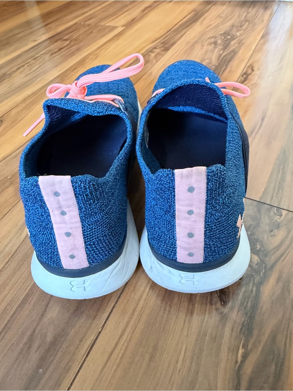 Under Armour Blue And Pink Knit Sneakers with Coral Laces - Picture 2 of 7
